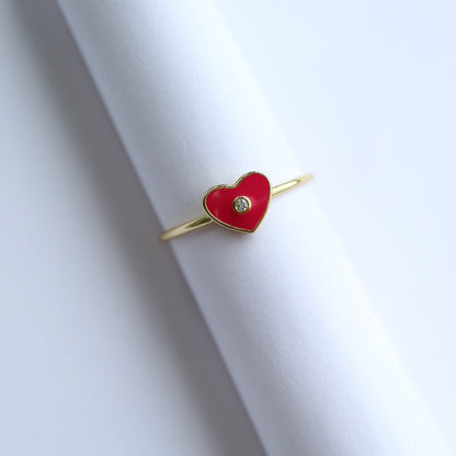 Heart Ring with pink enamel