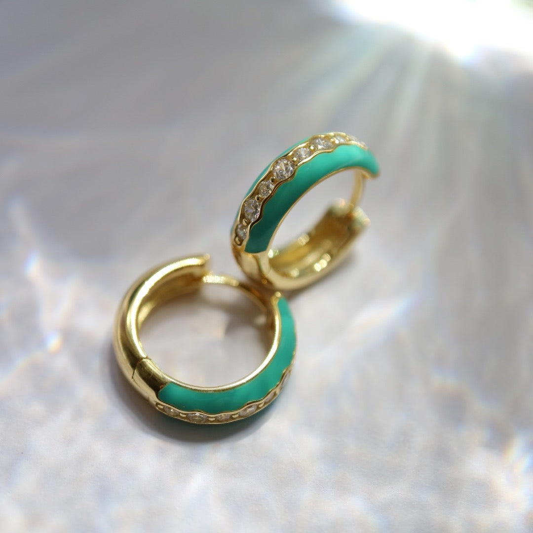 Silver earrings with turquoise enamel