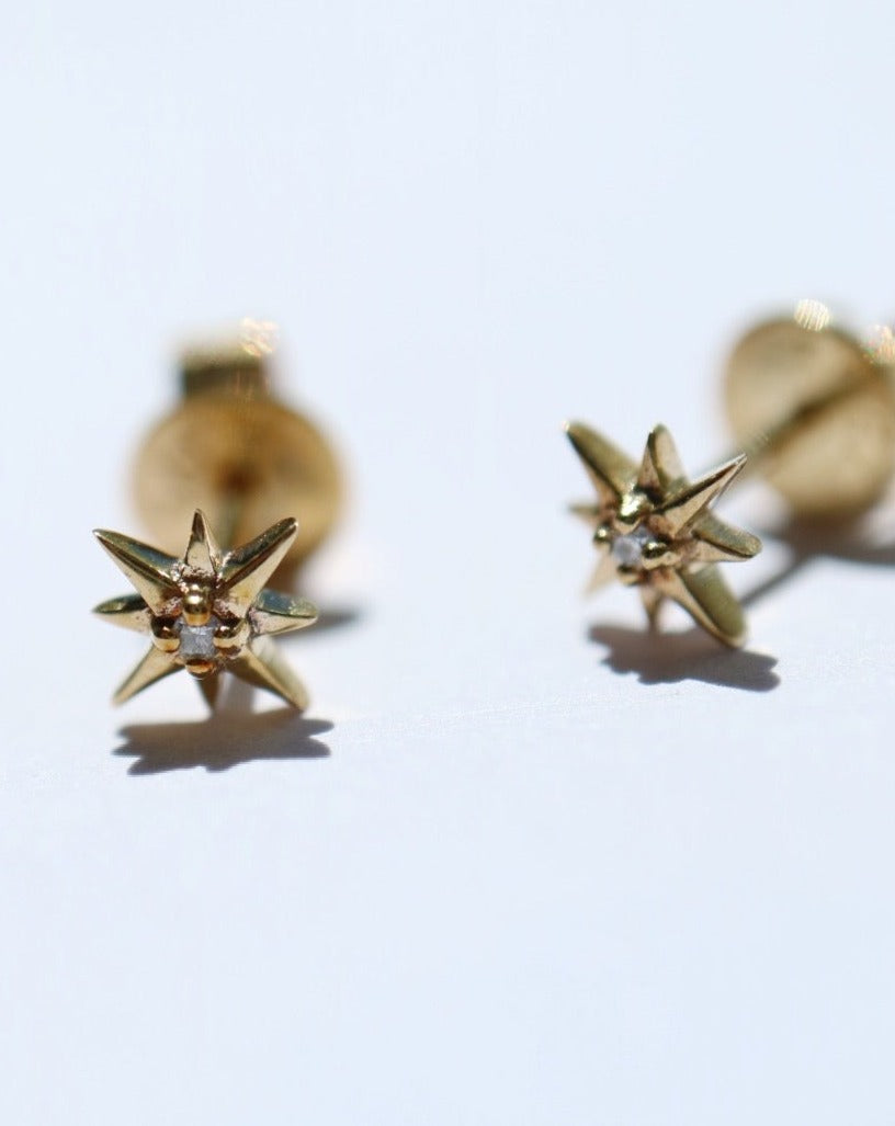 9ct gold and diamond star stud earrings