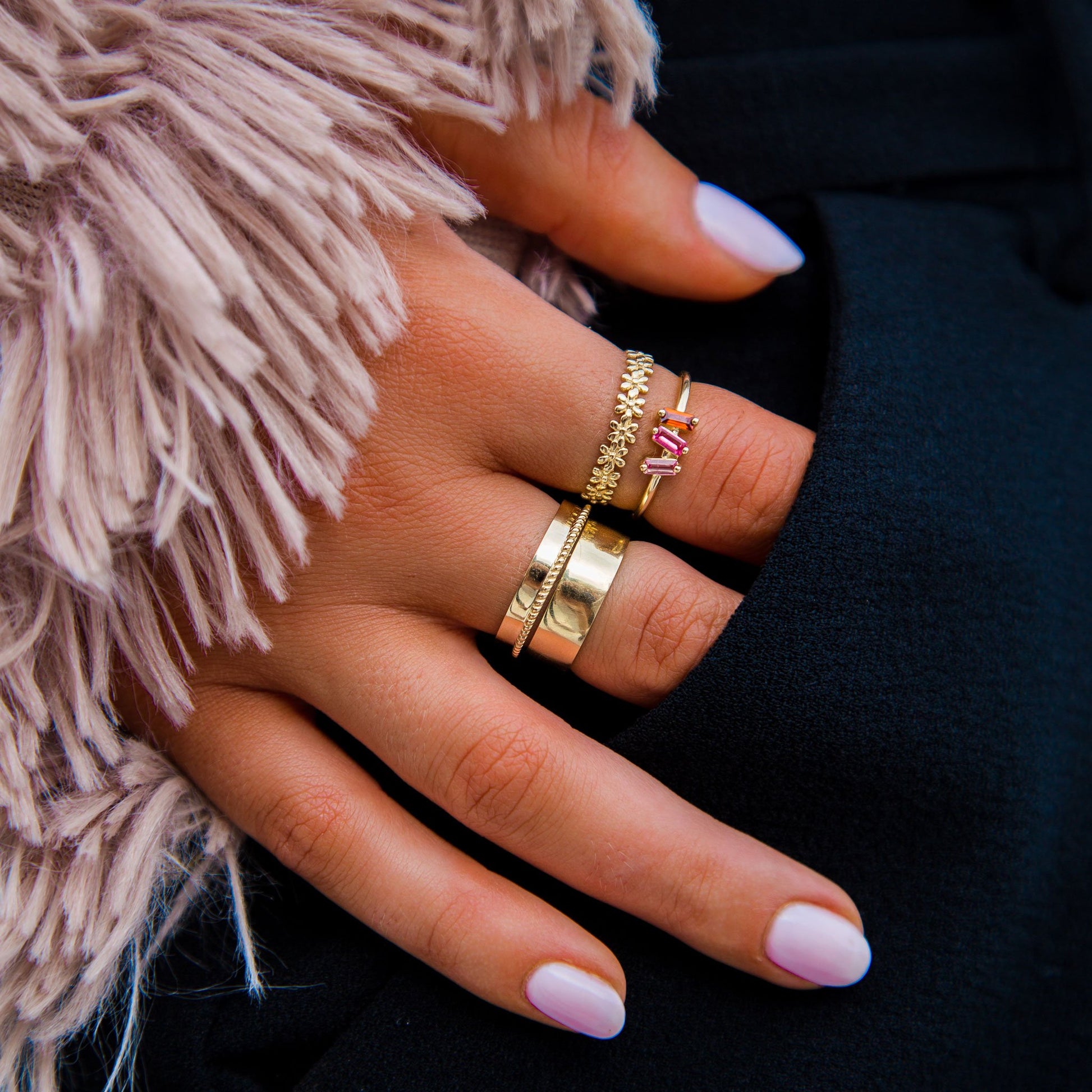 Solid gold stacking rings, stylish and trendy