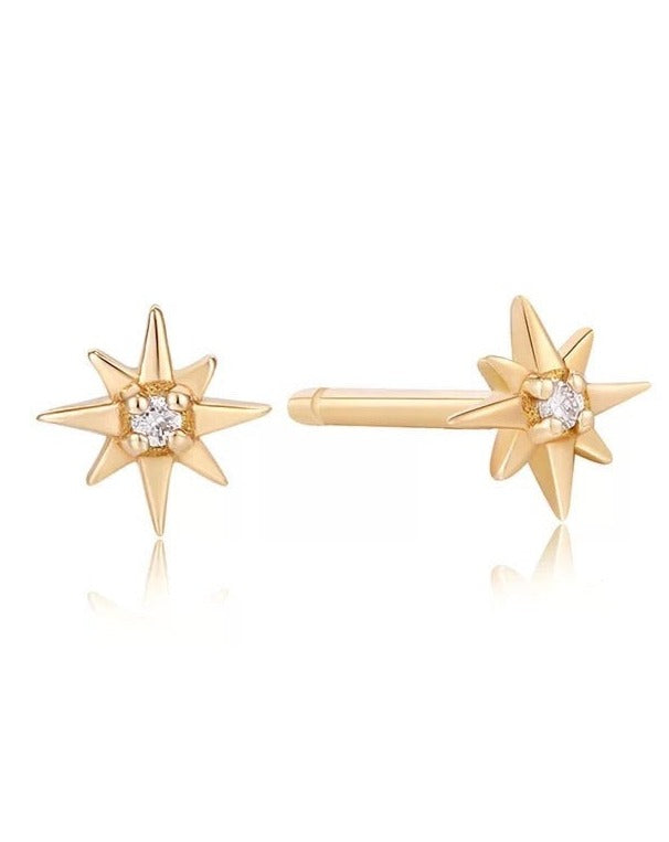 9kt Diamond Star Studs