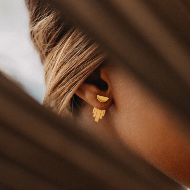 Gold Plated earrings on model