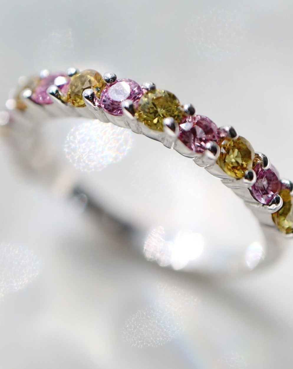 9kt gold and sapphire half eternity ring band