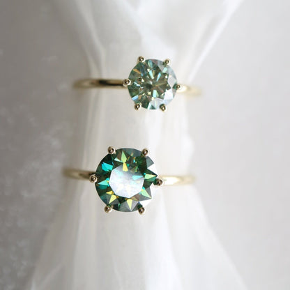 9kt gold and moissanite rings