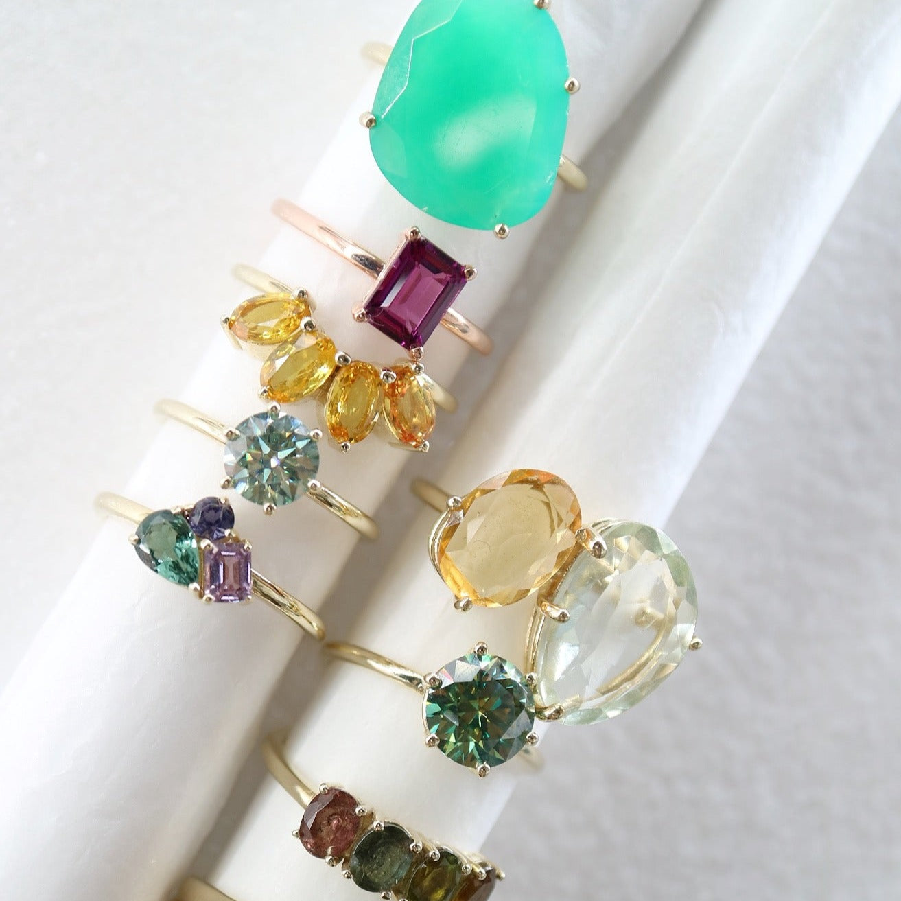 Solid gold and gemstone rings from Collective & Co jewellery