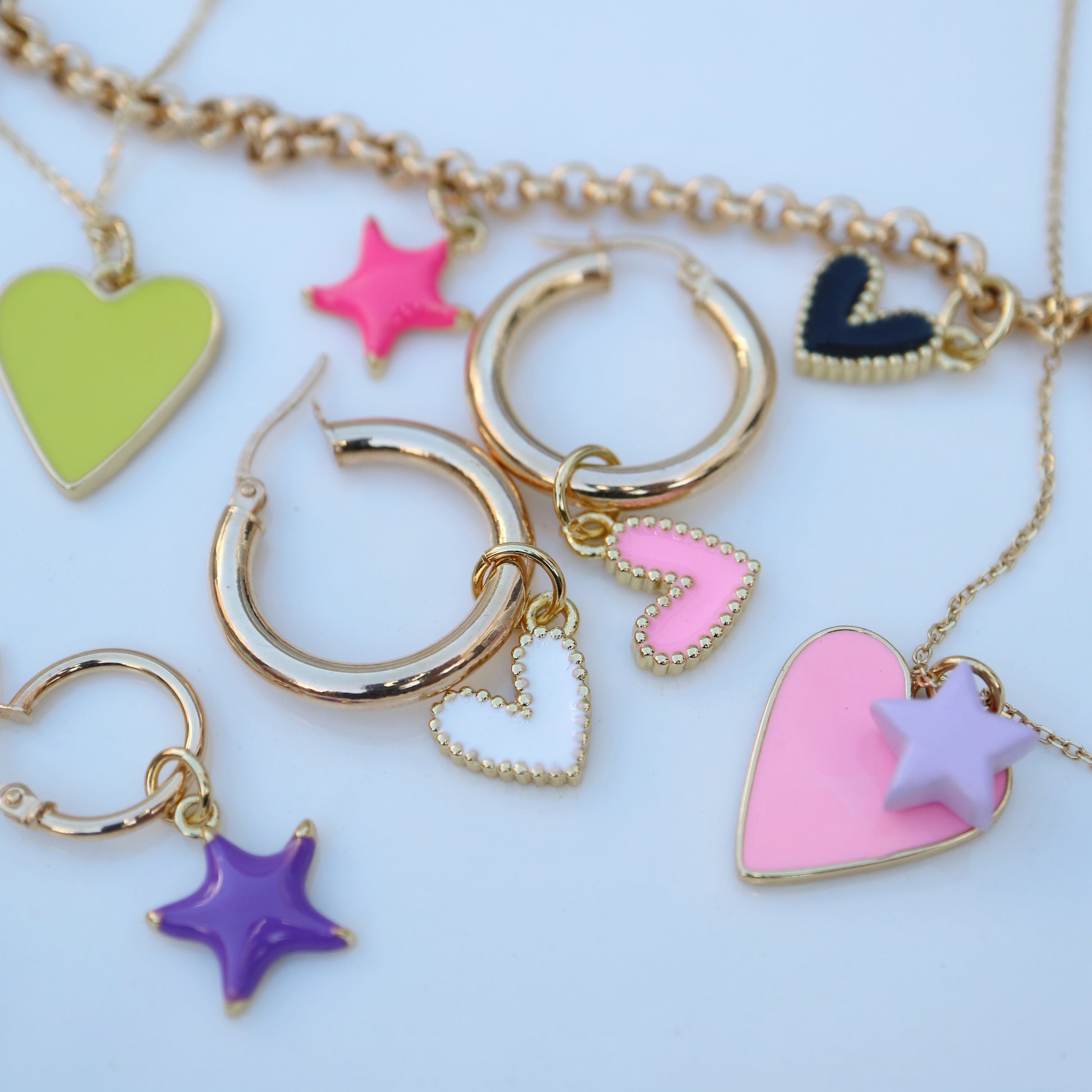 24kt gold plated enamel heart jewellery charms or pendants