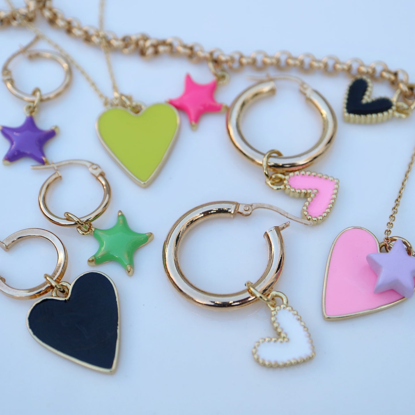 24kt gold plated enamel heart jewellery charms or pendants