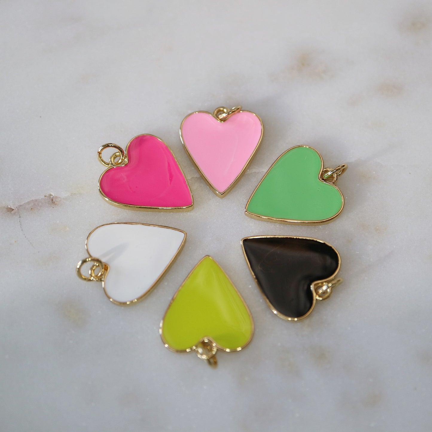 24kt gold plated enamel heart jewellery charms or pendants