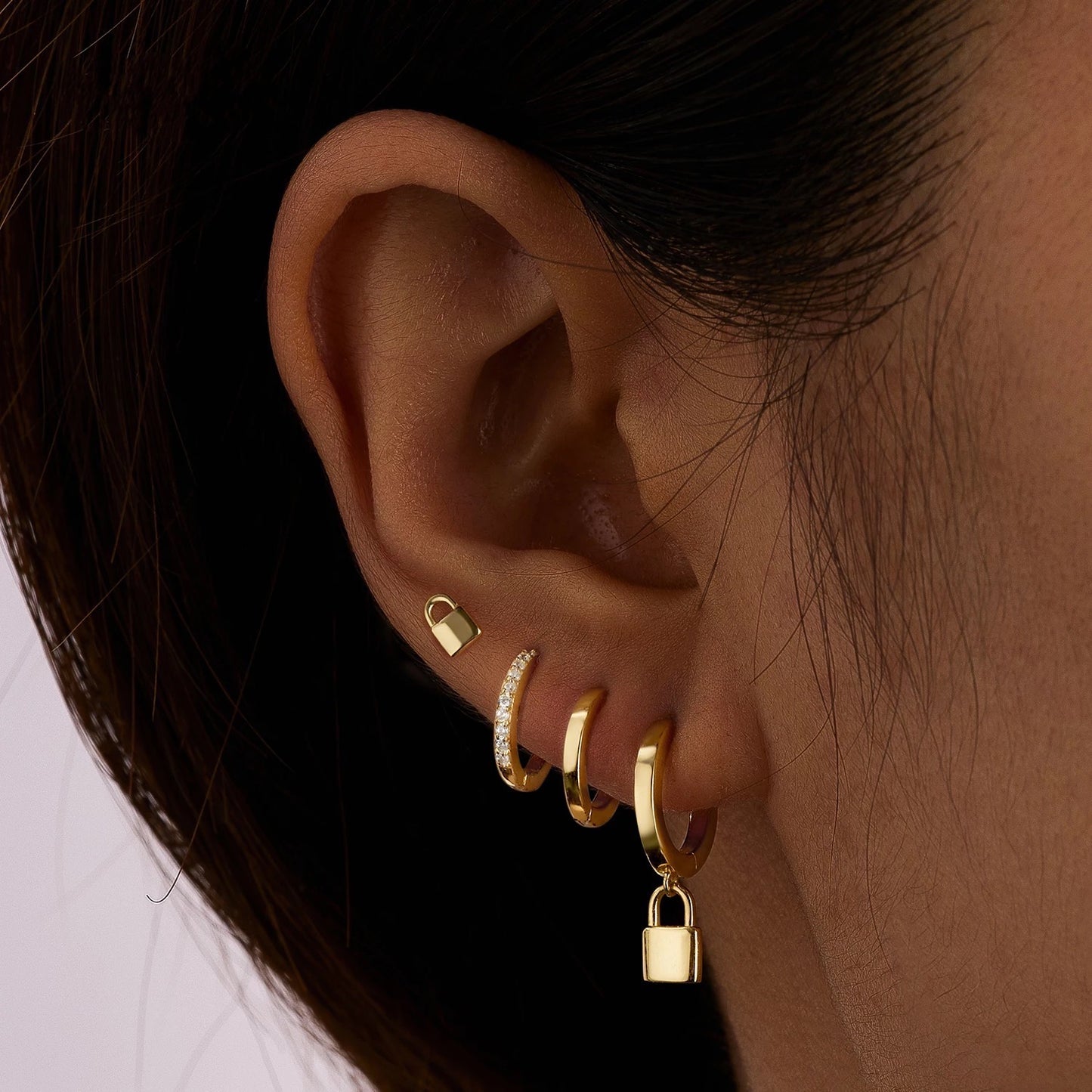 Little Lock Stud Earrings by Kini Jewels