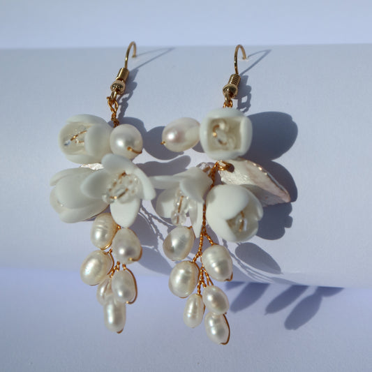 Blossom porcelain floral bridal earrings