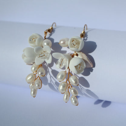 Blossom porcelain floral bridal earrings