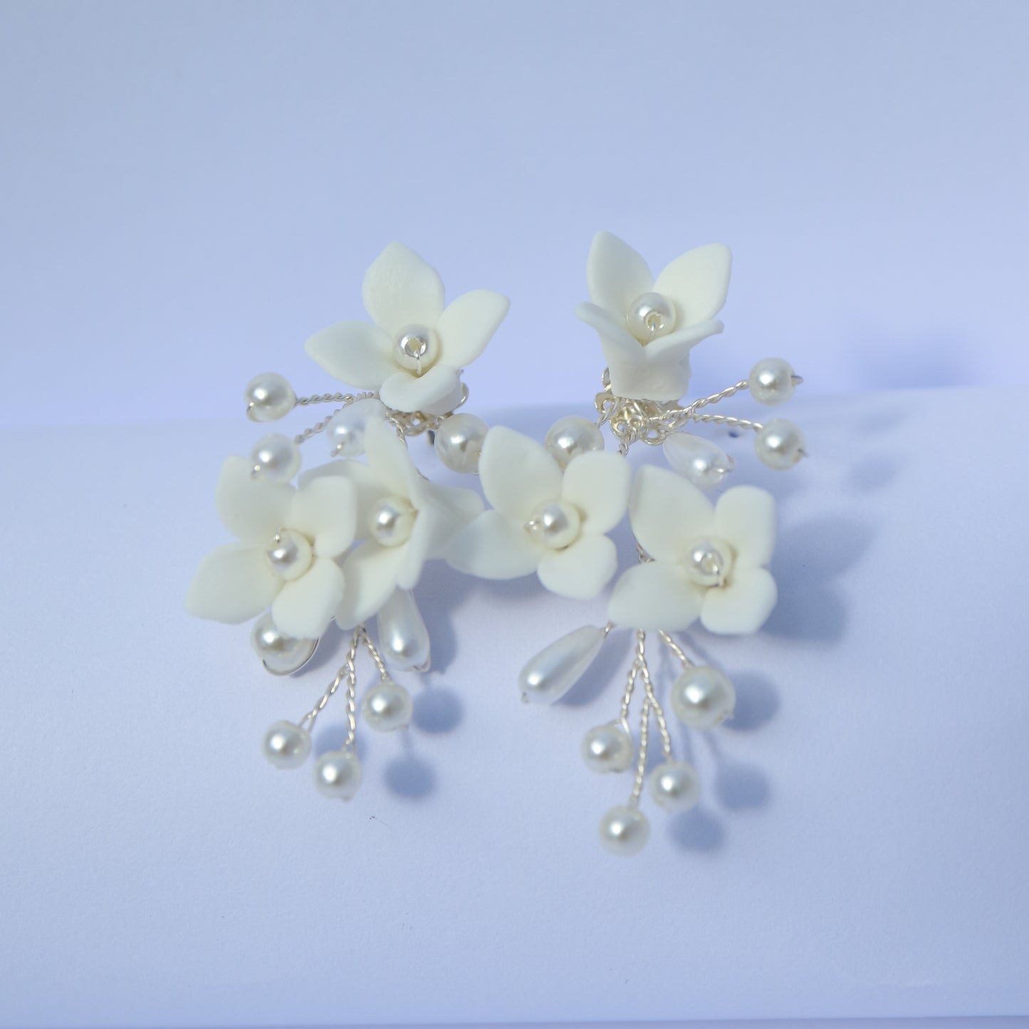 Spring Bloom ceramic flower earrings bridal
