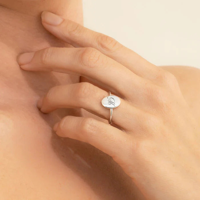 Gold Initial Signet Pinkie Ring from Meraki Jewellery