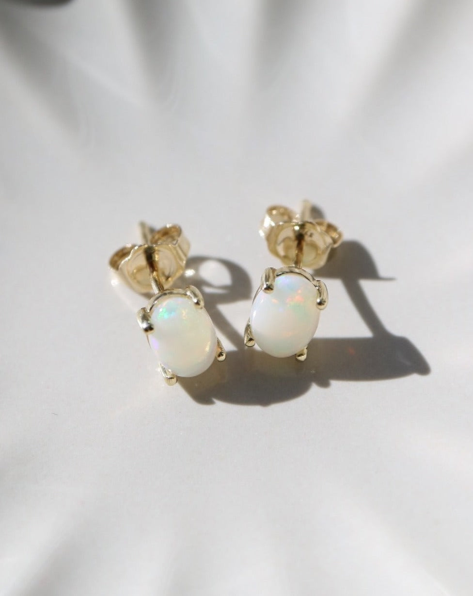 9ct gold opal earrings studs