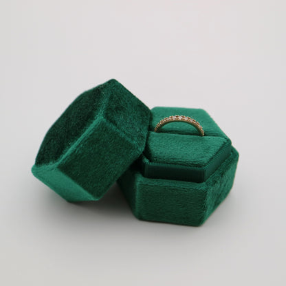 Luxury velvet ring box hexagonal