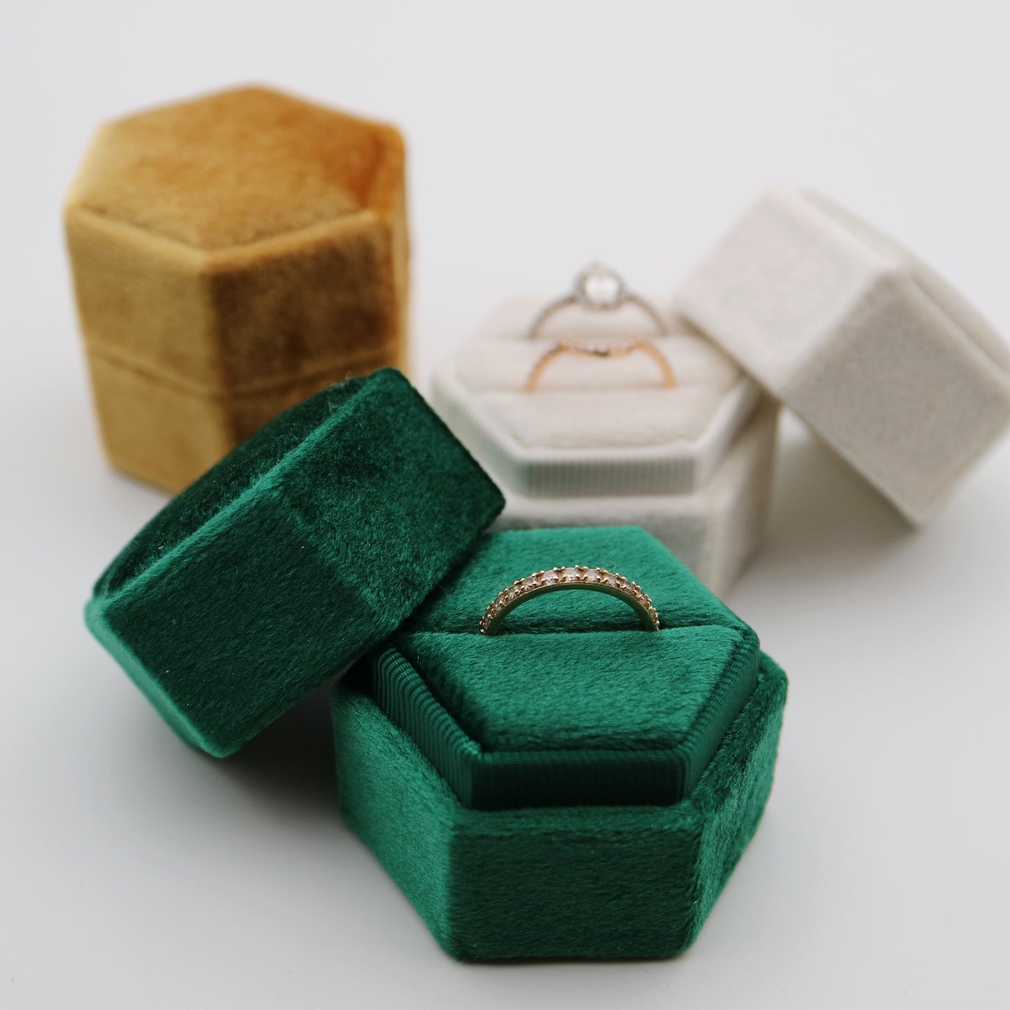 Luxury velvet ring boxes