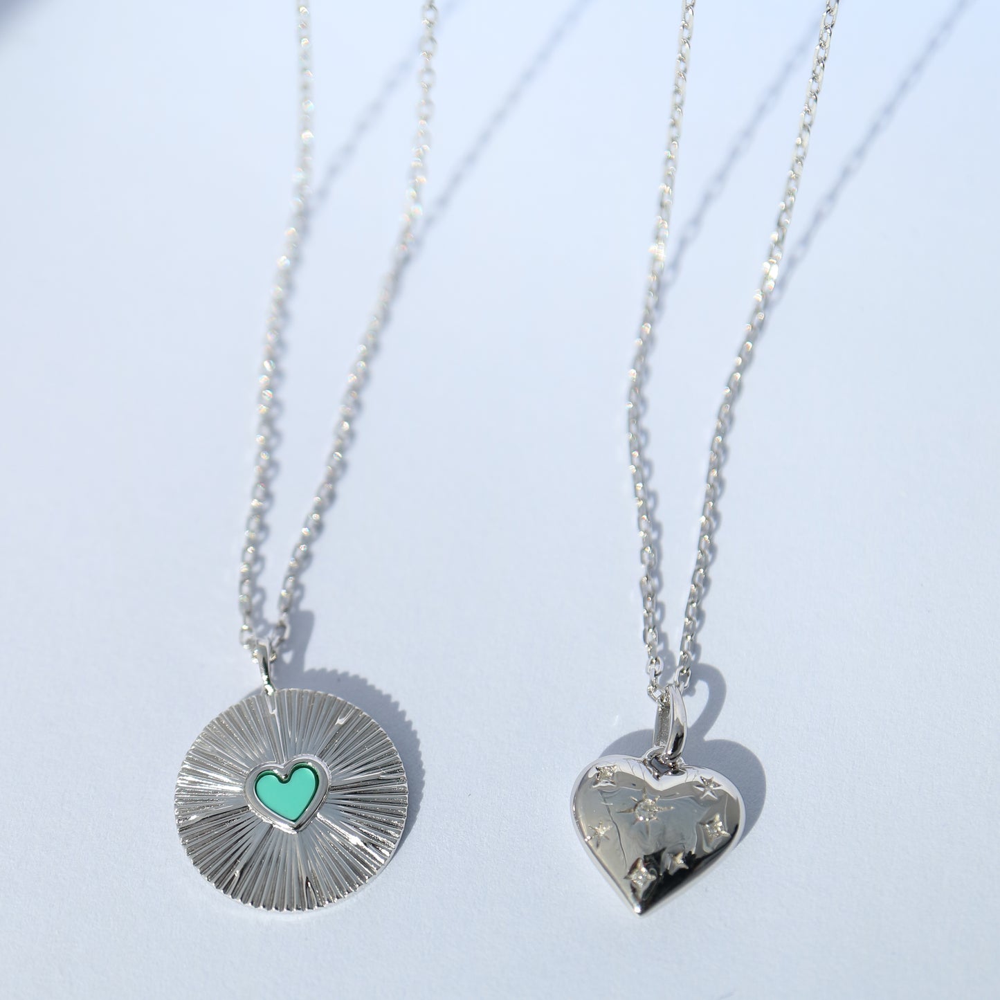 Heart Medallion Necklaces in silver