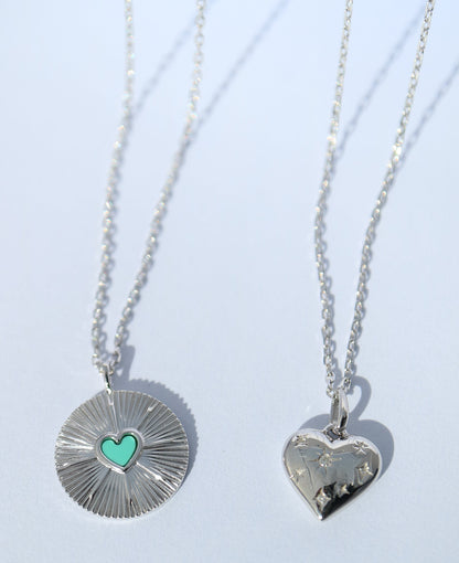 Heart Medallion Necklaces in silver