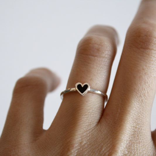Silver heart stacking ring