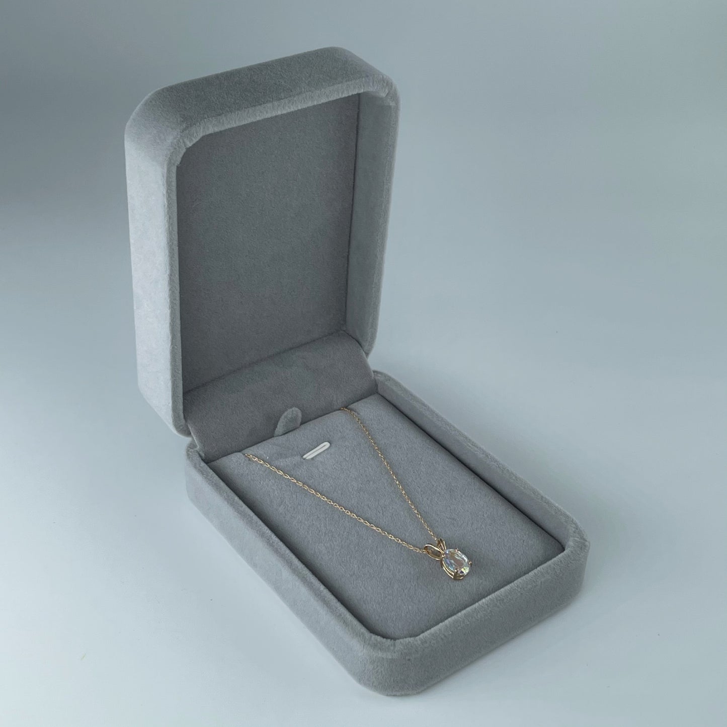 Grey velvet necklace box from Collective & Co.