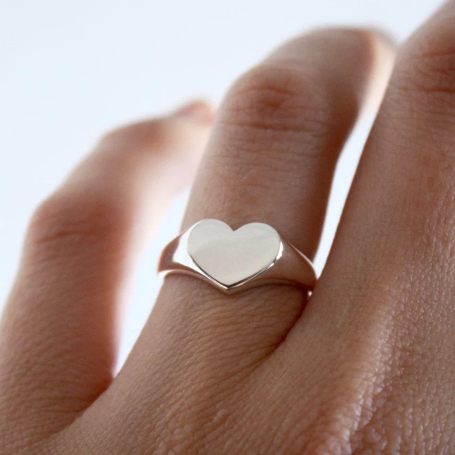 Heart Signet Ring in silver