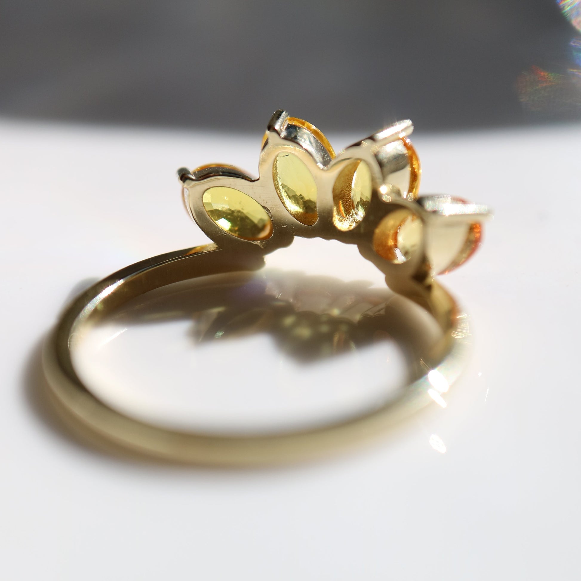 9ct gold Sunrise Ring with citrine gemstones
