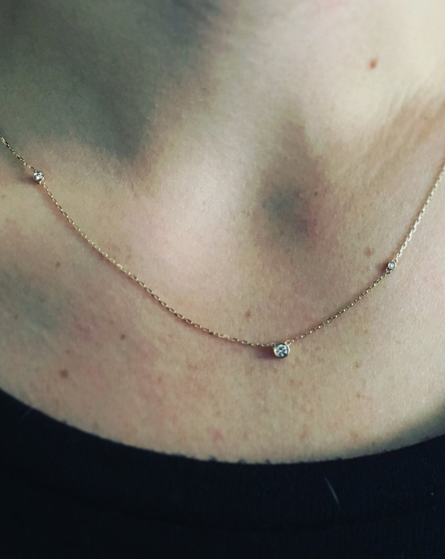 14kt Gold Eternal Love Diamond Pendant shown on neck