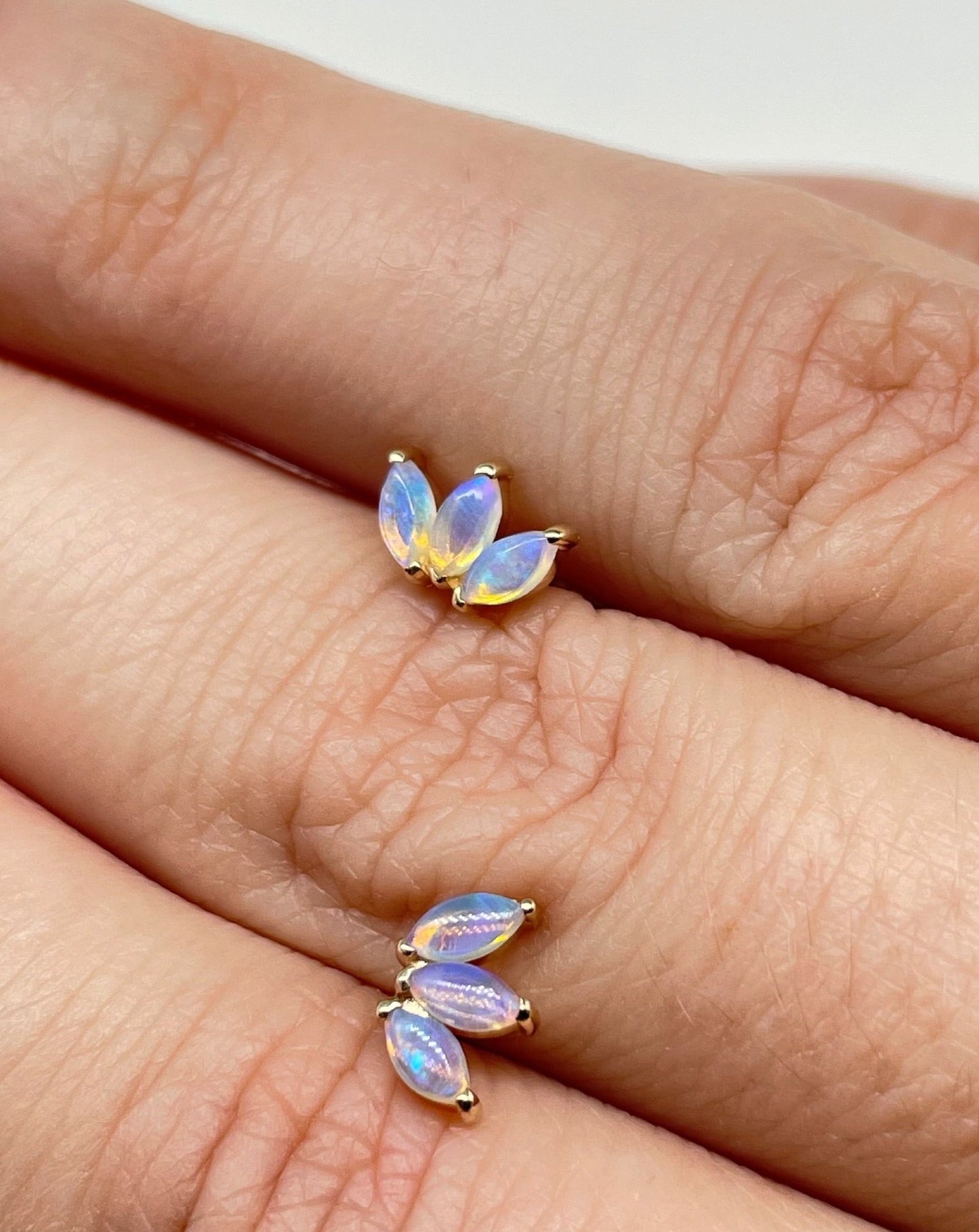 14kt Gold Opal Lotus Studs by La Kaiser Jewellery. Sold online in South Africa by Collective & Co. online jewellery store.