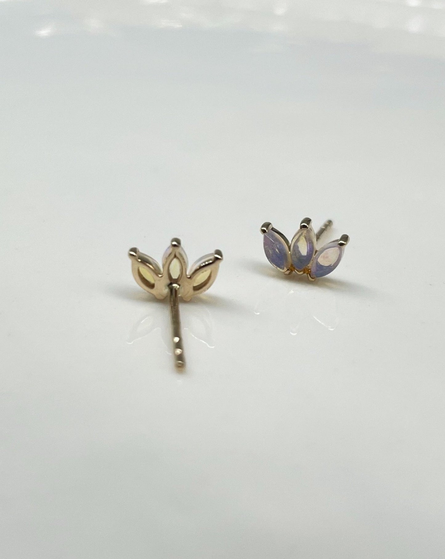 14kt Gold Opal Lotus Studs by La Kaiser Jewellery. Sold online in South Africa by Collective & Co. online jewellery store.