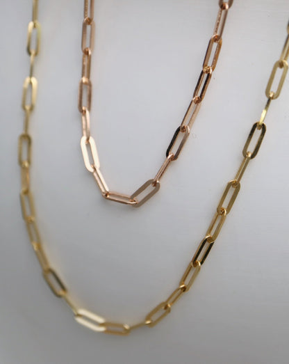 Solid 9kt Gold Flat Paperclip Chain