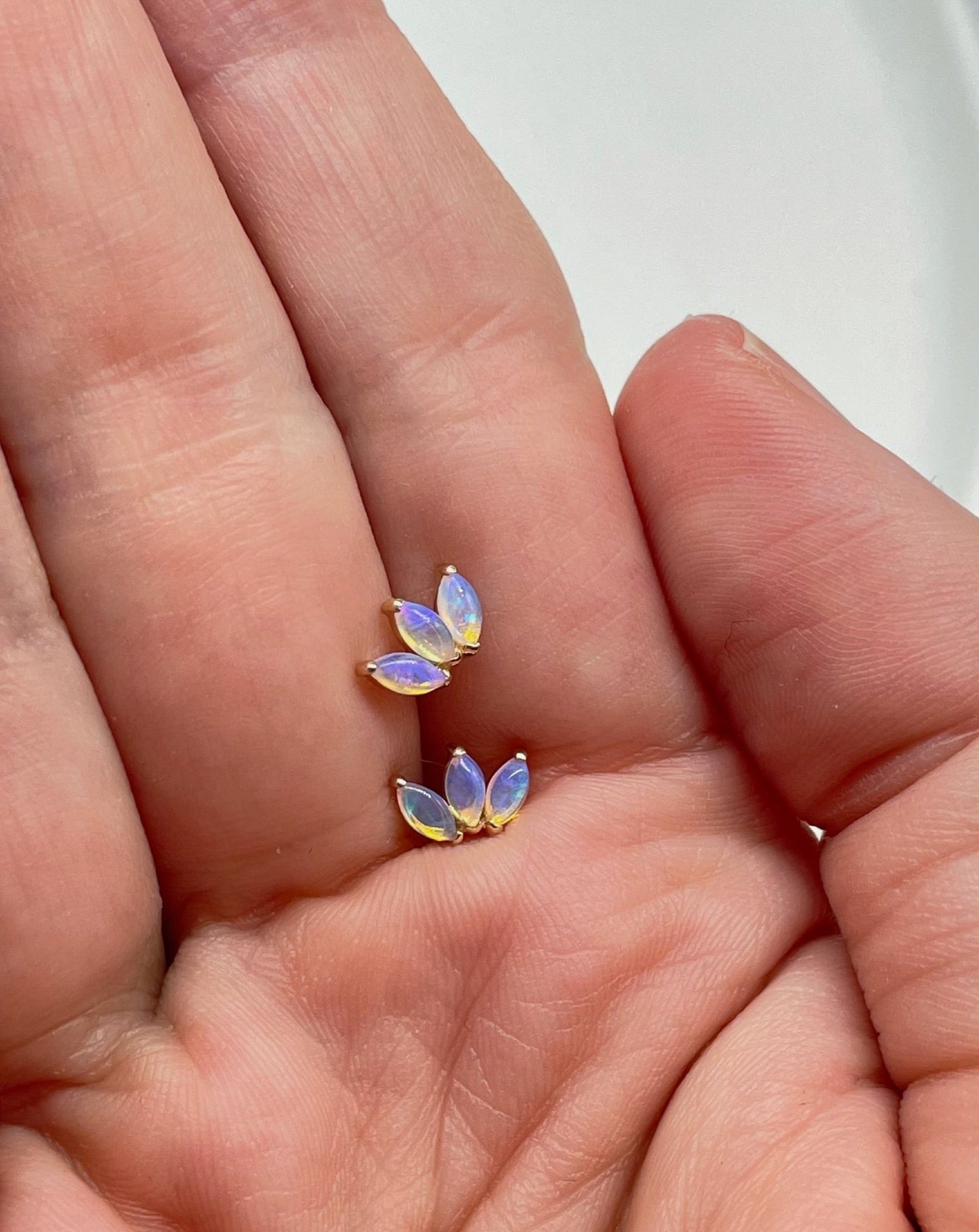 14kt Gold Opal Lotus Studs by La Kaiser Jewellery. Sold online in South Africa by Collective & Co. online jewellery store.