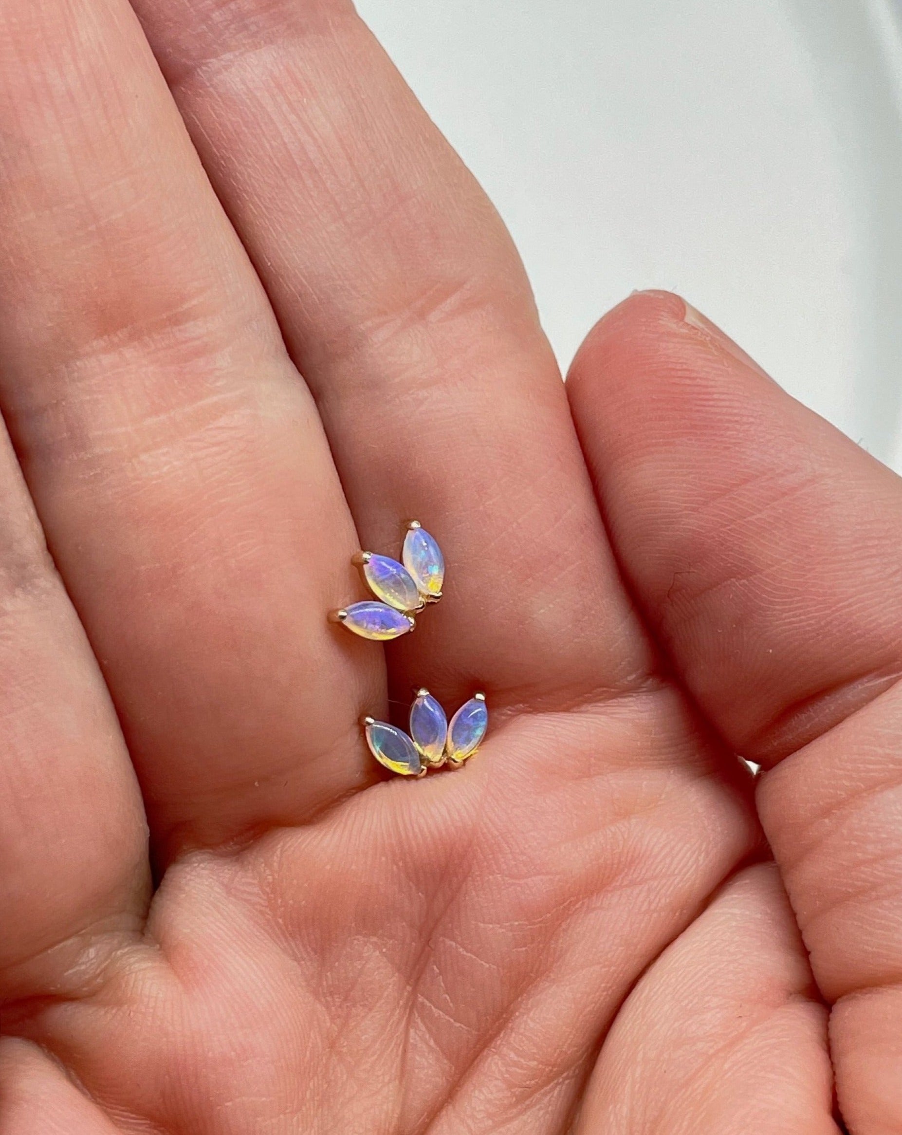 14kt Gold Opal Lotus Studs by La Kaiser Jewellery. Sold online in South Africa by Collective & Co. online jewellery store.