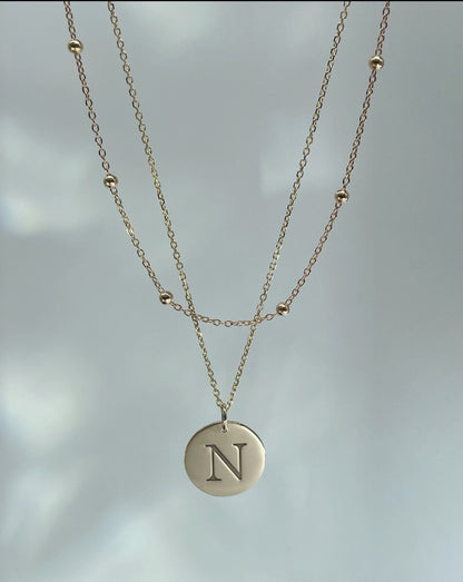 9kt Gold Initial Pendant paired with 9kt Beaded Chain from Collective & Co. Online jewellery store