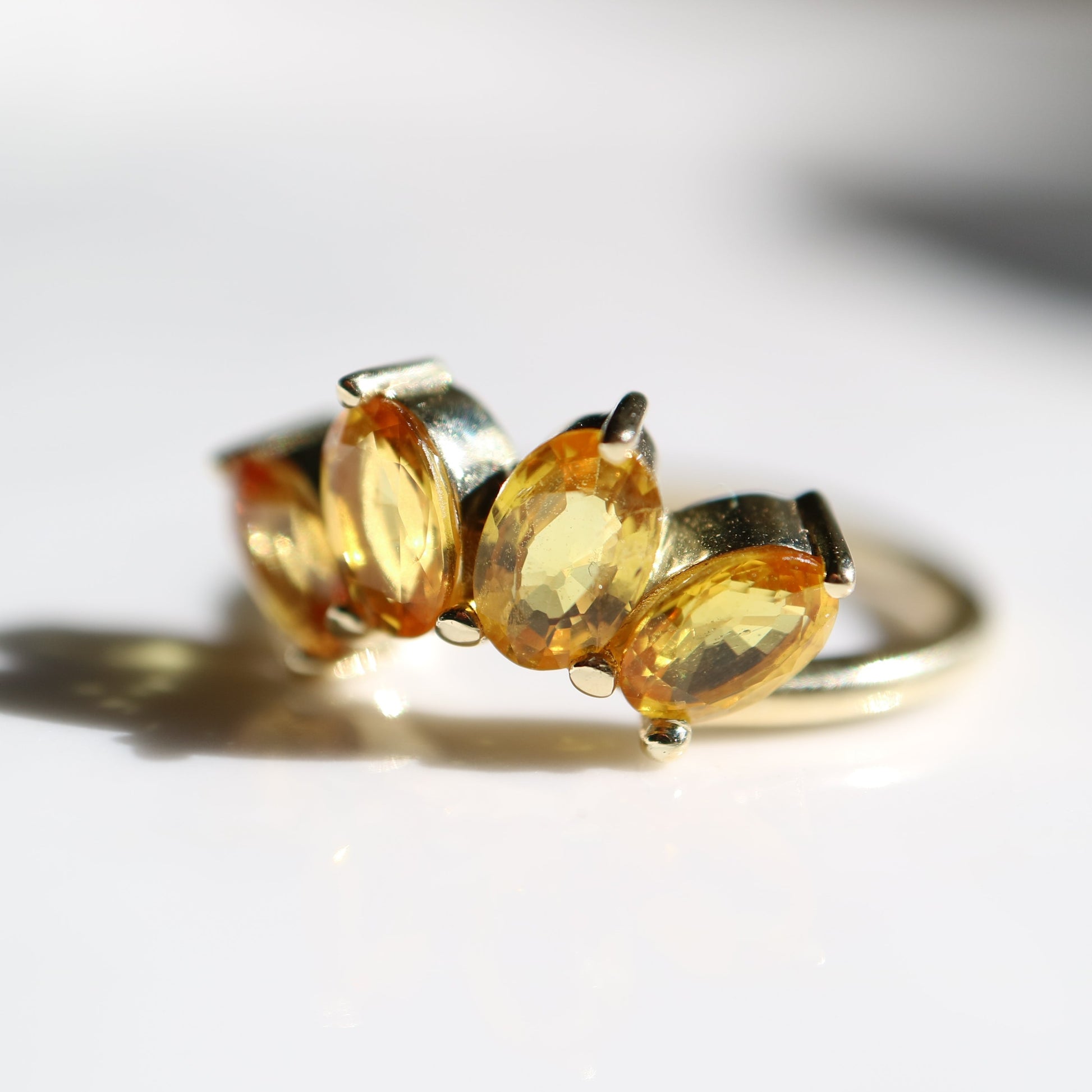 9kt gold Sunrise Ring with citrine gemstones